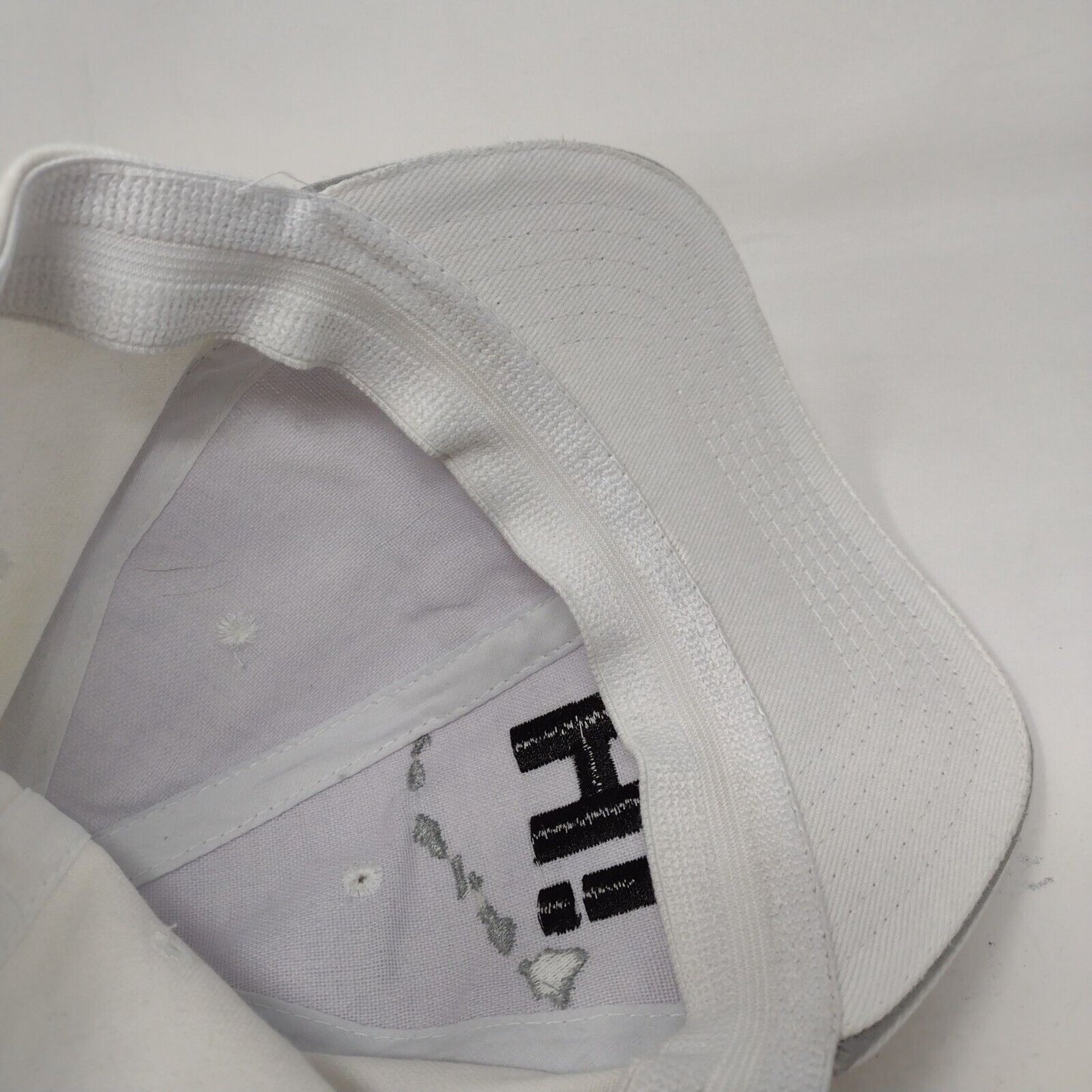Hi Stretch Fitted Hat White OSFA Embroidered Vented Holes 6 Panel Surfware