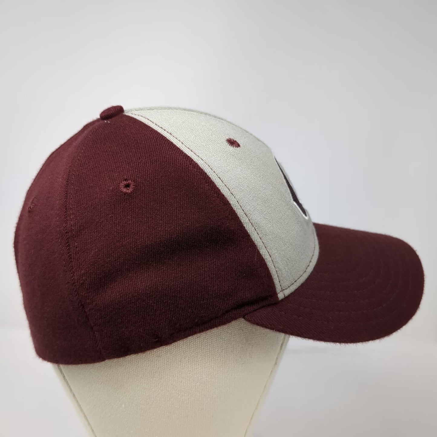 American Made Cap Co. Baseball Cap Red Gray L 122 Two Tone Logo Made in USA Hat
