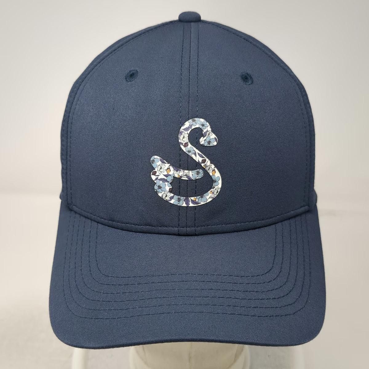Swannies Golf Snapback Hat Blue OSFM Revere Club Floral Swan Logo Performance