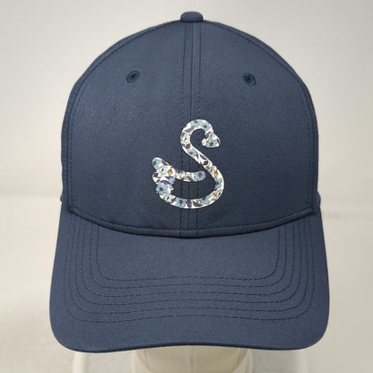 Swannies Golf Snapback Hat Blue OSFM Revere Club Floral Swan Logo Performance