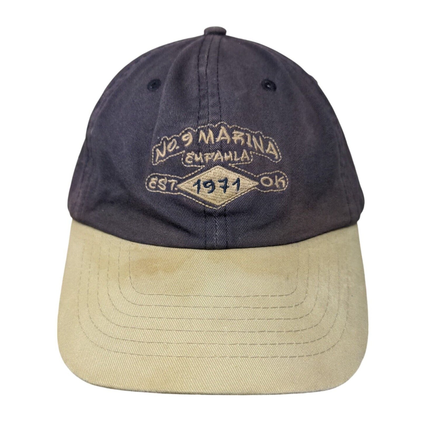 No. 9 Marina Slideback Hat Blue OSFM Embroidered Colorblock DPC