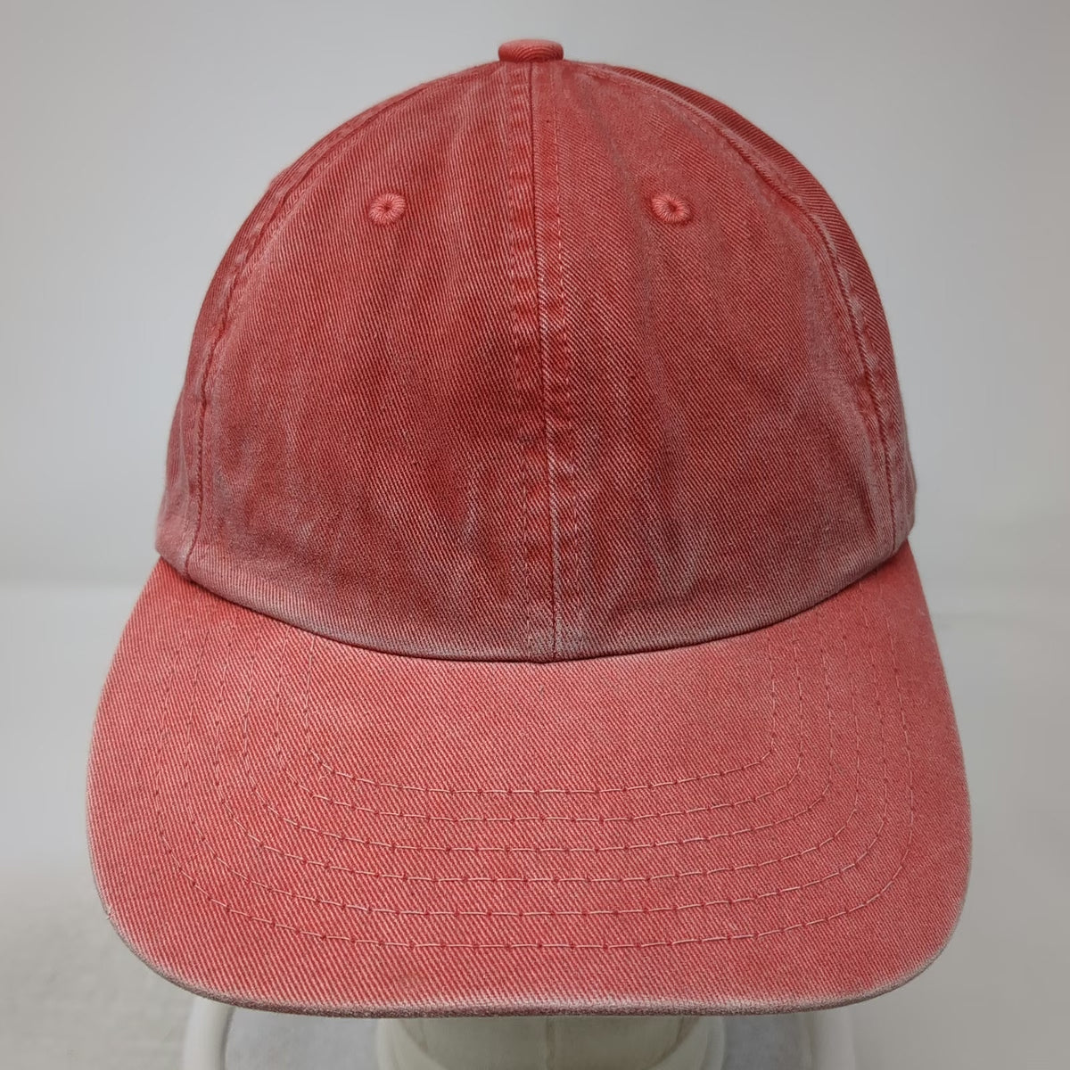 J.Crew Red Baseball Cap Made in USA Leather Strapback Washed Cotton Hat Vintage