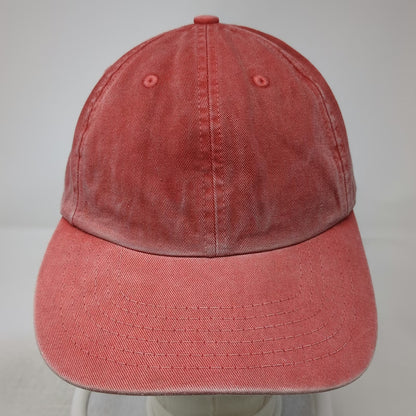 J.Crew Red Baseball Cap Made in USA Leather Strapback Washed Cotton Hat Vintage