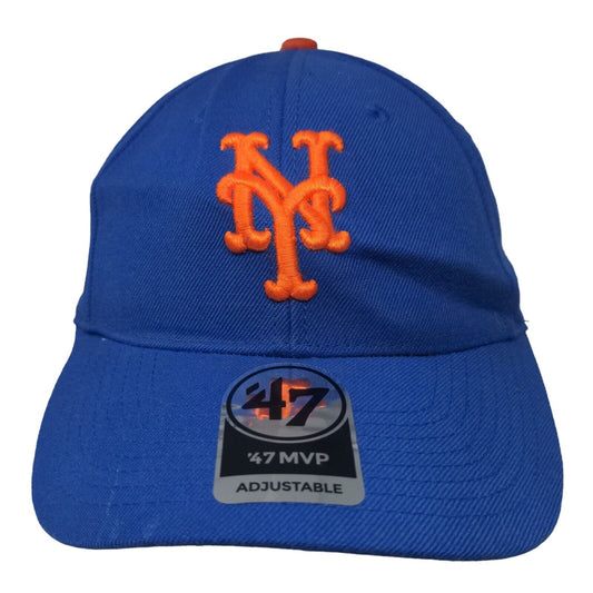 47 Brand Men's Strapback Hat Blue OSFA Embroidered New York Mets Logo MLB