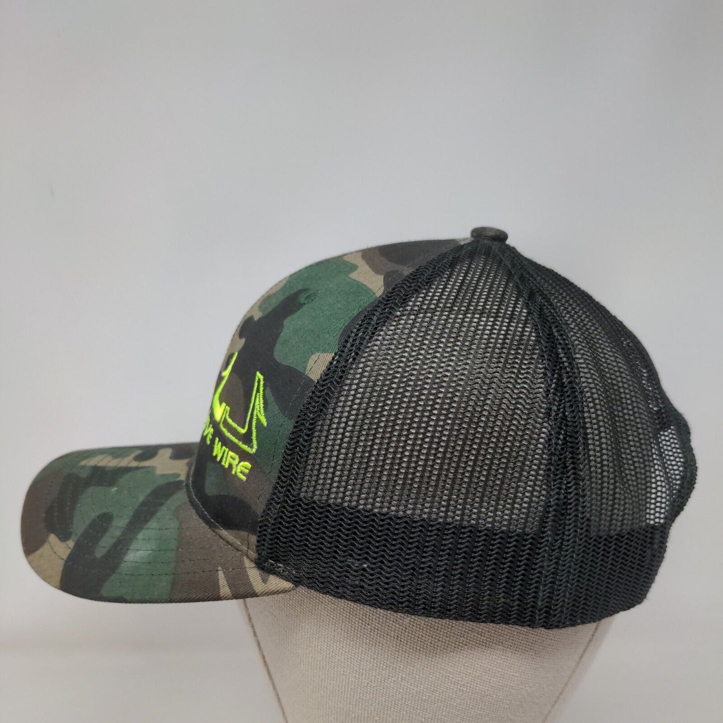 Live Wire Snapback Mesh Back Trucker Hat Camo One Size Embroidered