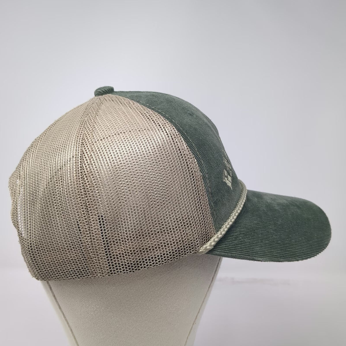 Outdoor Cap Trucker Hat Green Beige One Size Corduroy Mesh Rope Ranch Fuel