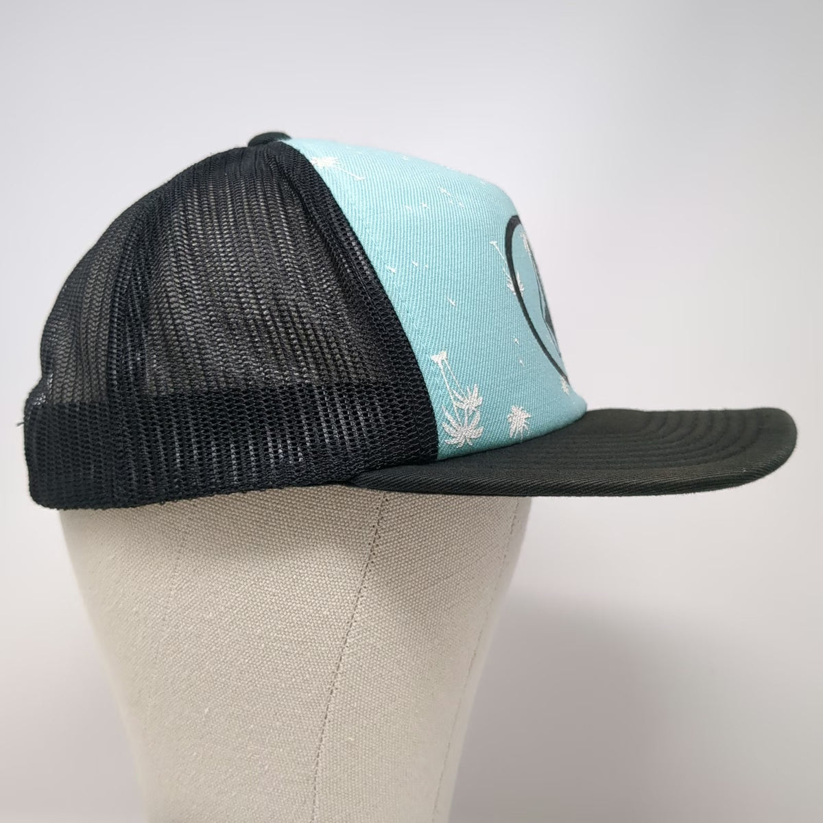 Volcom Trucker Hat Blue One Size Palm Tree Print Mesh Back Snapback Logo Skate