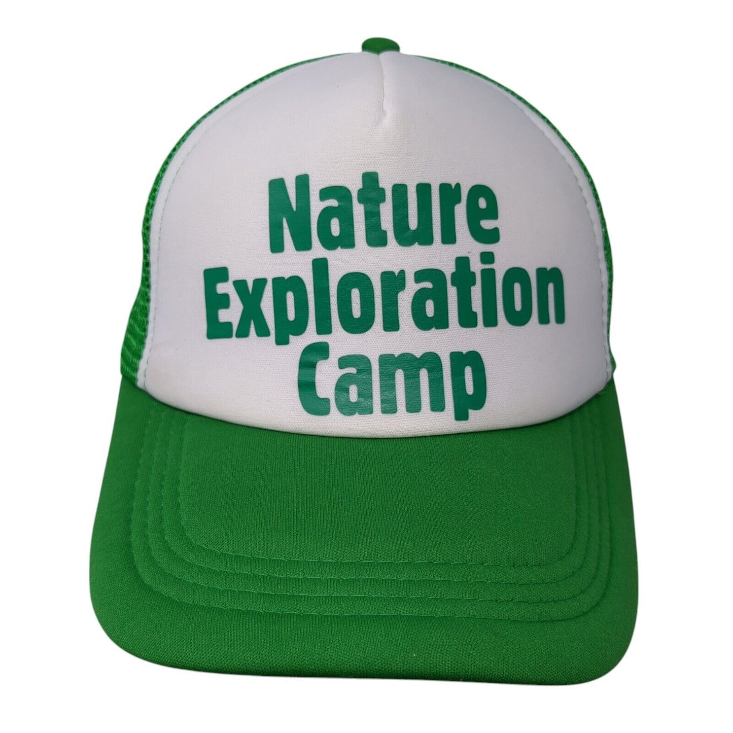 Nature Exploration Camp Snapback Trucker Hat Green OS Adjustable Mesh Back