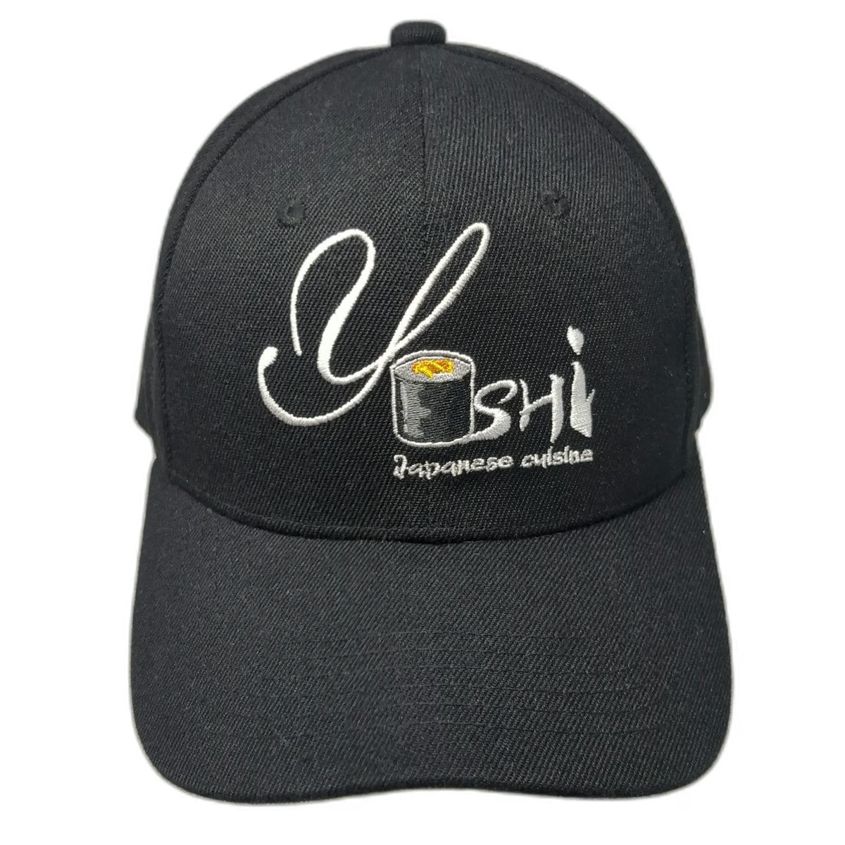 Yoshi Japanese Cuisine Baseball Cap Black One Size Slideback Sushi Logo Hat