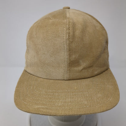 Unbranded Snapback Hat Tan One Size Adjustable Solid Blank Corduroy