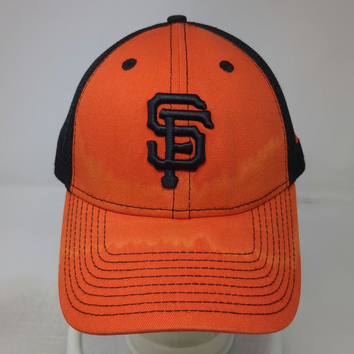 San Francisco Giants MLB New Era Baseball Cap Orange XL 39THIRTY Mesh Back Black