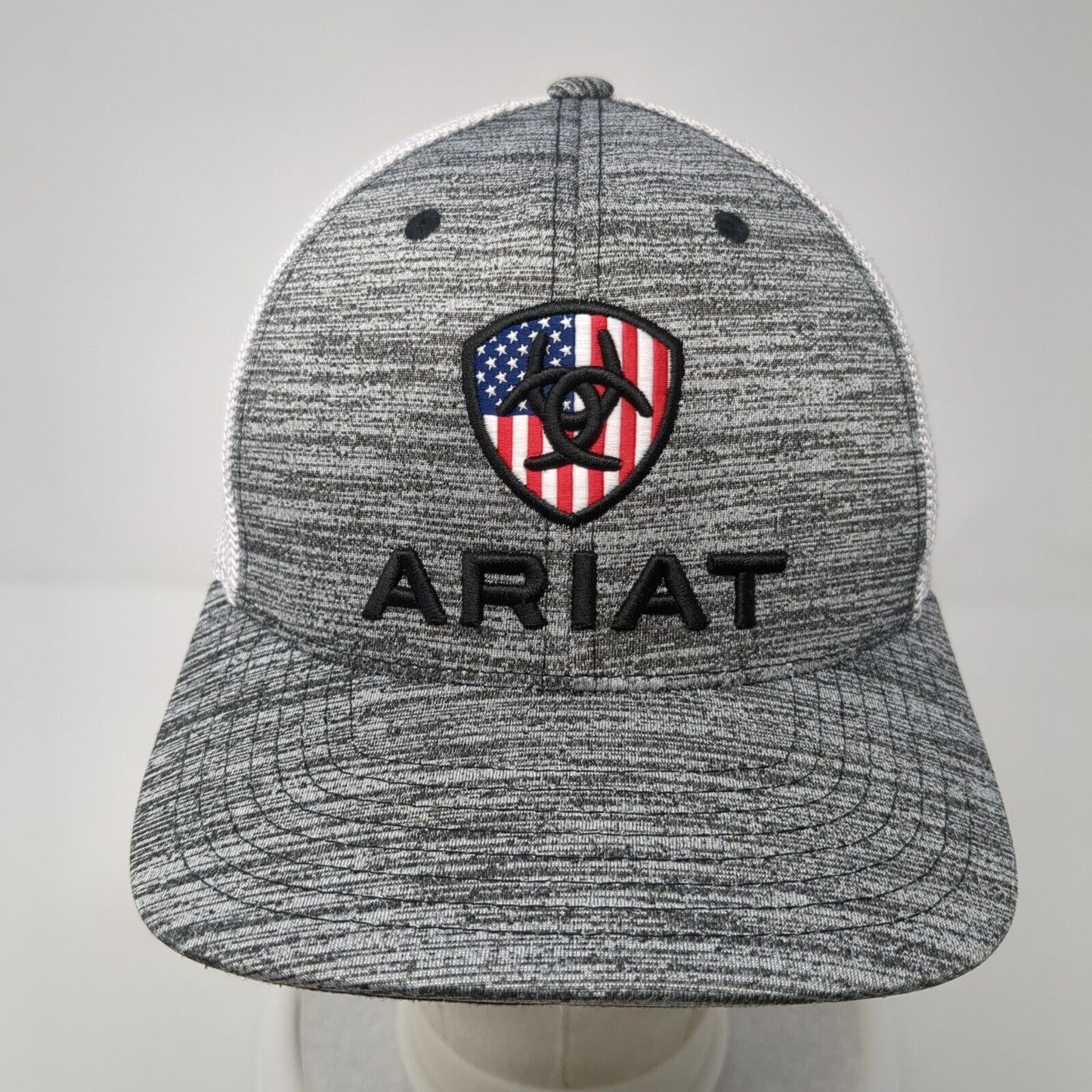 Ariat Snapback Trucker Hat Gray OS Adjustable 110 Flexfit Mesh Back Yupoong