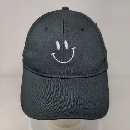 Smiley Face Slideback Hat Black One Size Adjustable Embroidered Cotton JHC