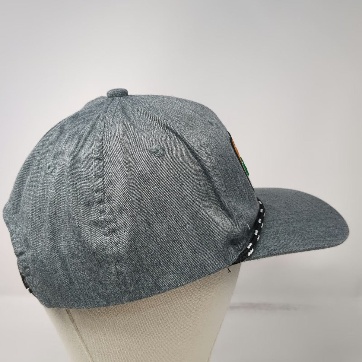 Scheels Snapback Gray One Size Hat Rope Detail Green Undervisor Mountain Patch