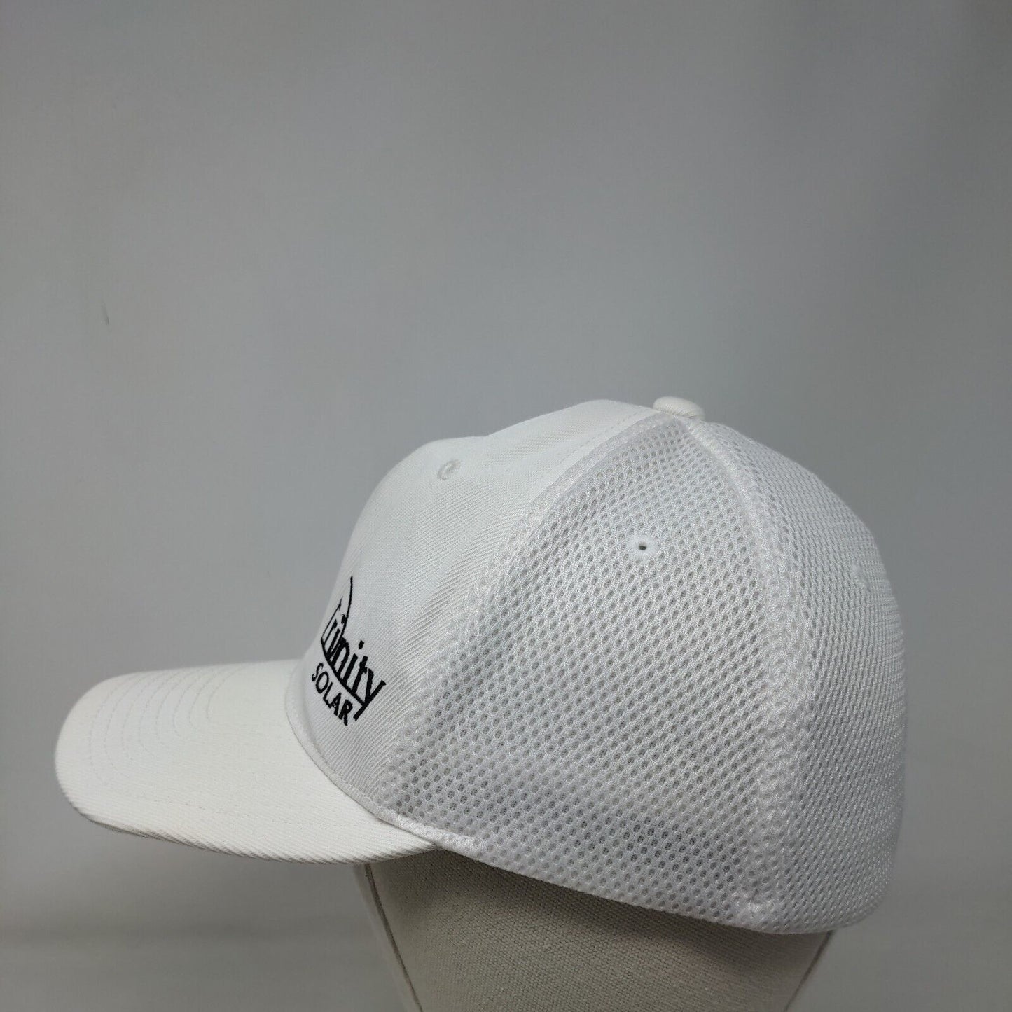 Trinity Solar Fitted Hat White L/XL Breathable Mesh Flexfit 6 Panel Yupoong