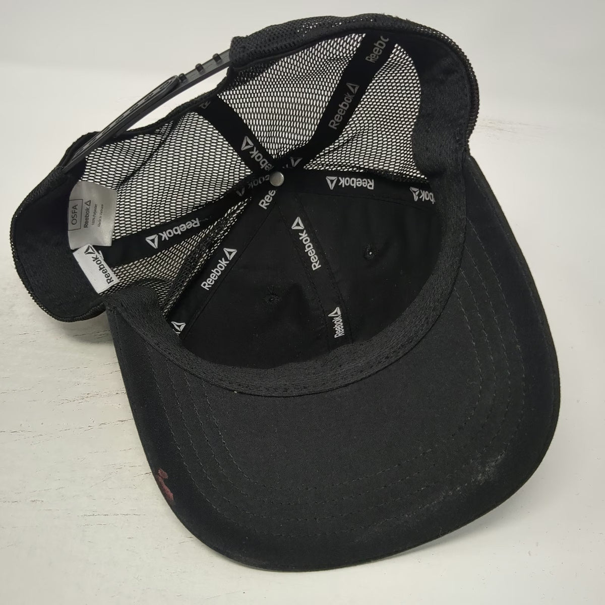 Reebok Trucker Hat Black One Size Mesh Back Snapback Structured Delta Logo