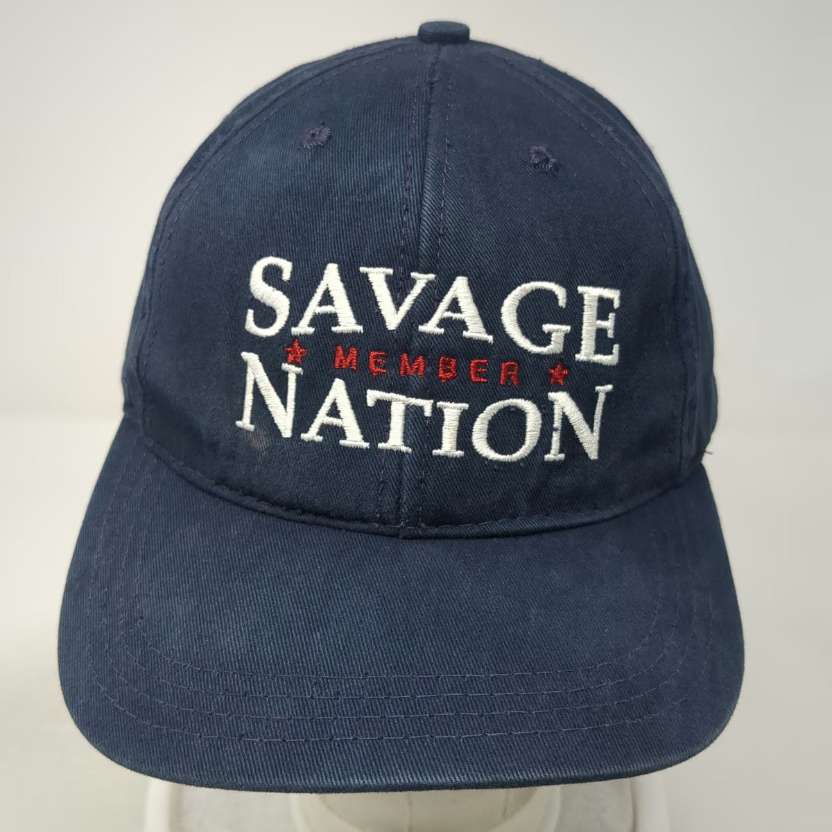 Savage Nation Member Blue Baseball Cap One Size Leather Strap Made in USA Hat