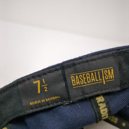 Baseballism Logo Fitted Hat Blue 7 1/2 Embroidered Solid Vent Holes