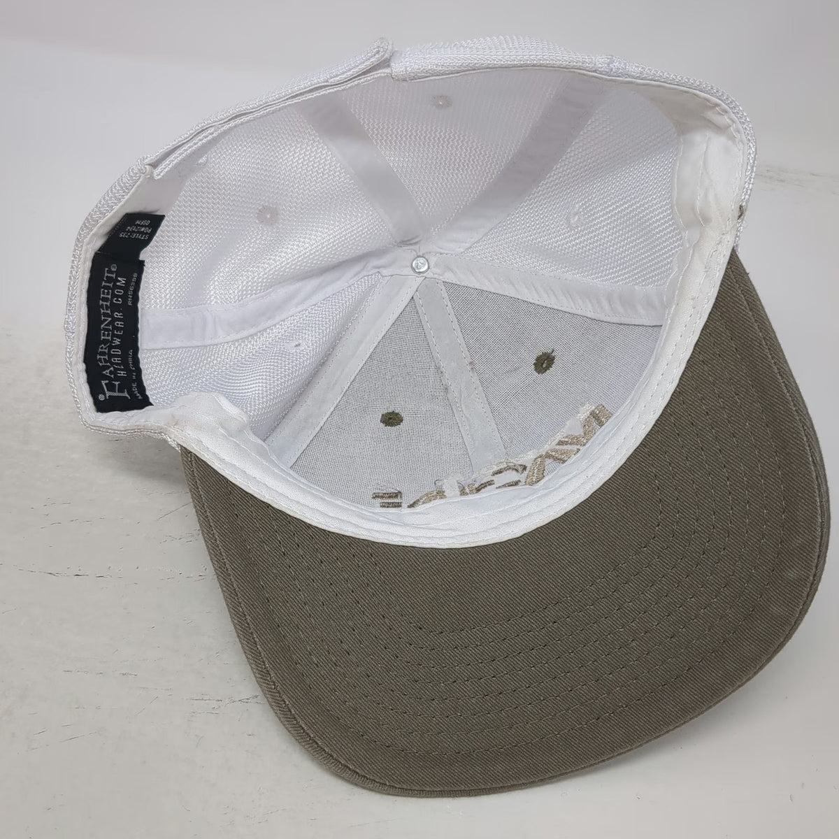 Fahrenheit Baseball Cap Brown White One Size Mesh Strapback Machine Shop Hat