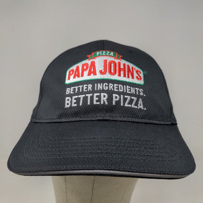 Papa John's Men's Strapback Hat Black Adjustable Embroidered Logo Employee