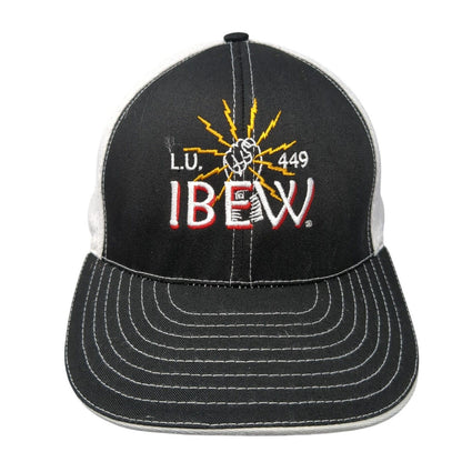 L.U. 449 IBEW Fitted Hat Black One Size Embroidered Colorblock 6 Panel