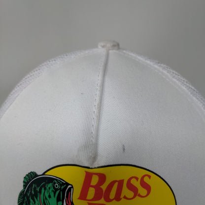 Bass Pro Shops Snapback Trucker Hat White OSFM Mesh Back Gone Fishing