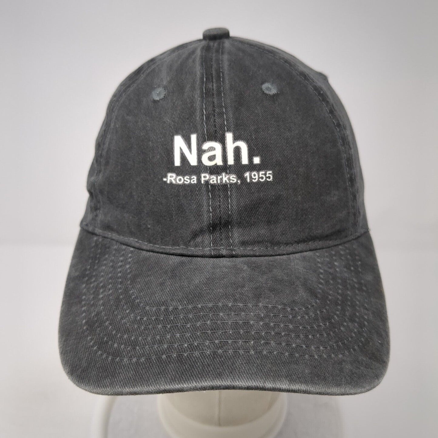 Nah Rosa Parks 1955 Slideback Hat Gray One Size Adjustable Vented Holes Cotton