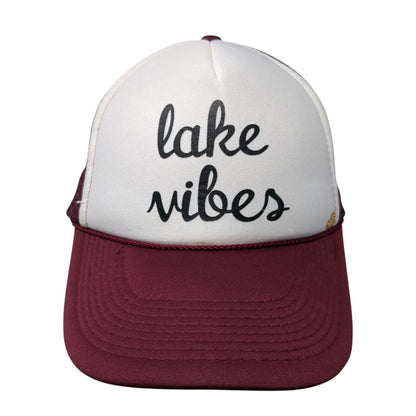 Lake Vibes Snapback Trucker Hat Red One Size Adjustable Mesh Back Rope