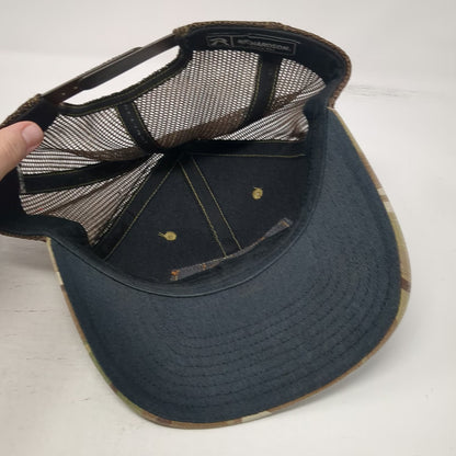 Richardson Trucker Hat Green Camo One Size Leather Patch American Flag Mesh