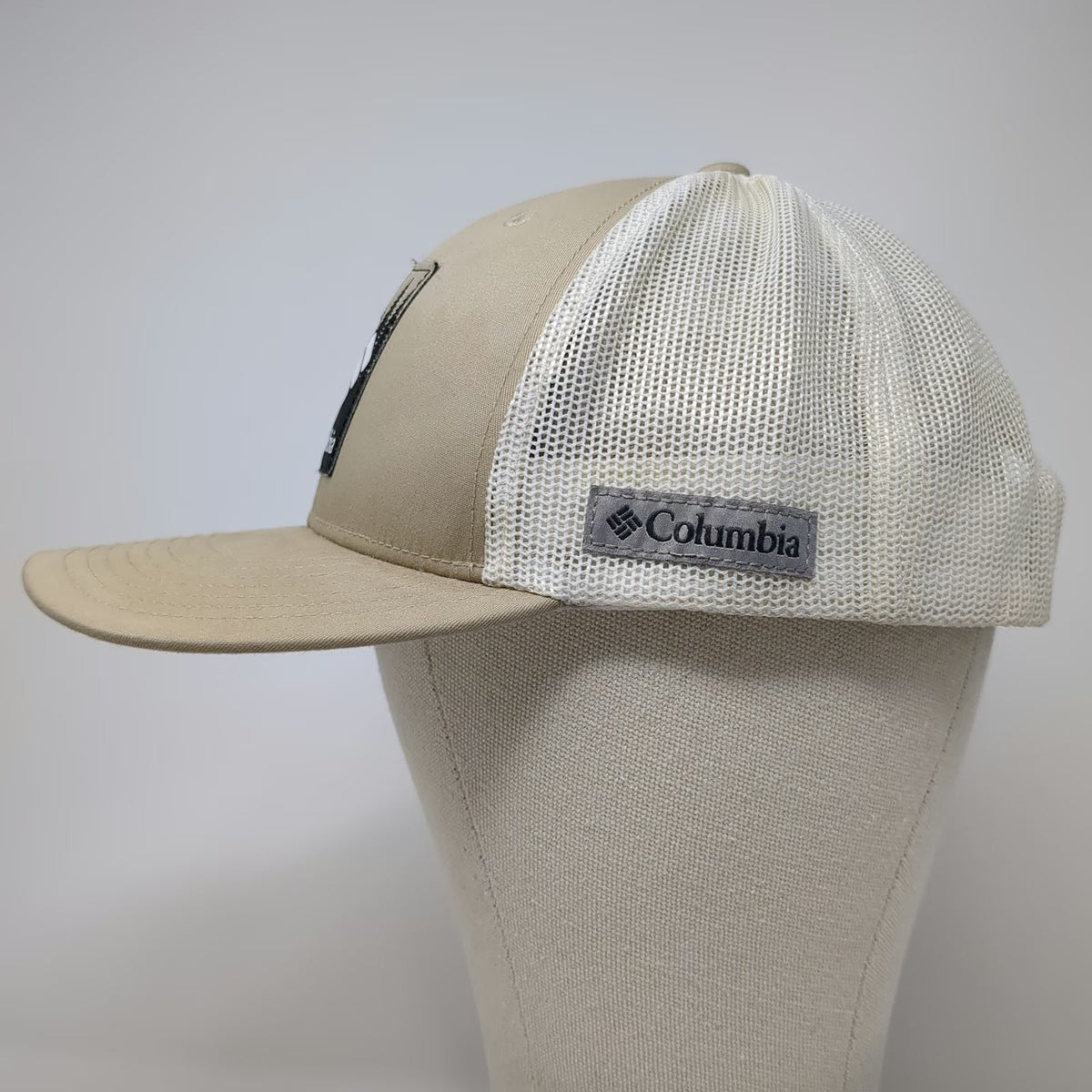 Columbia Trucker Hat Beige One Size Snapback Mesh Forest Patch Logo Structured