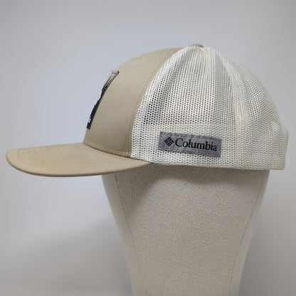 Columbia Trucker Hat Beige One Size Snapback Mesh Forest Patch Logo Structured