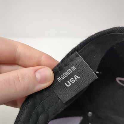 American Flag Pink Ribbon Strapback Hat Black One Size Adjustable