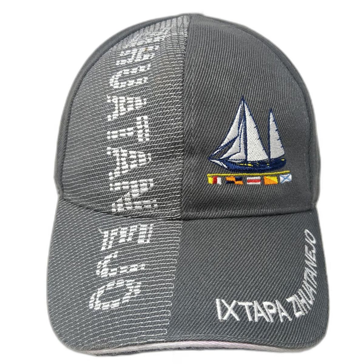 Baseball Cap Gray One Size Sailboat Ixtapa Zihuatanejo Mexico Nautical Flags Hat