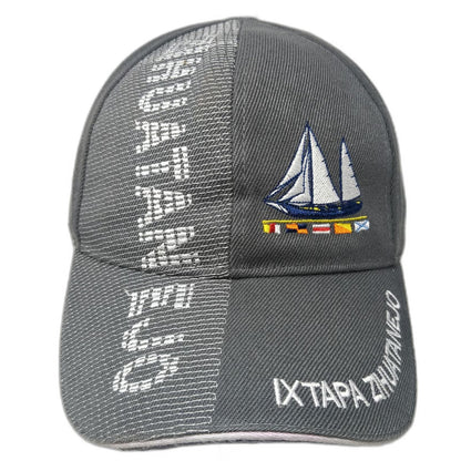 Baseball Cap Gray One Size Sailboat Ixtapa Zihuatanejo Mexico Nautical Flags Hat