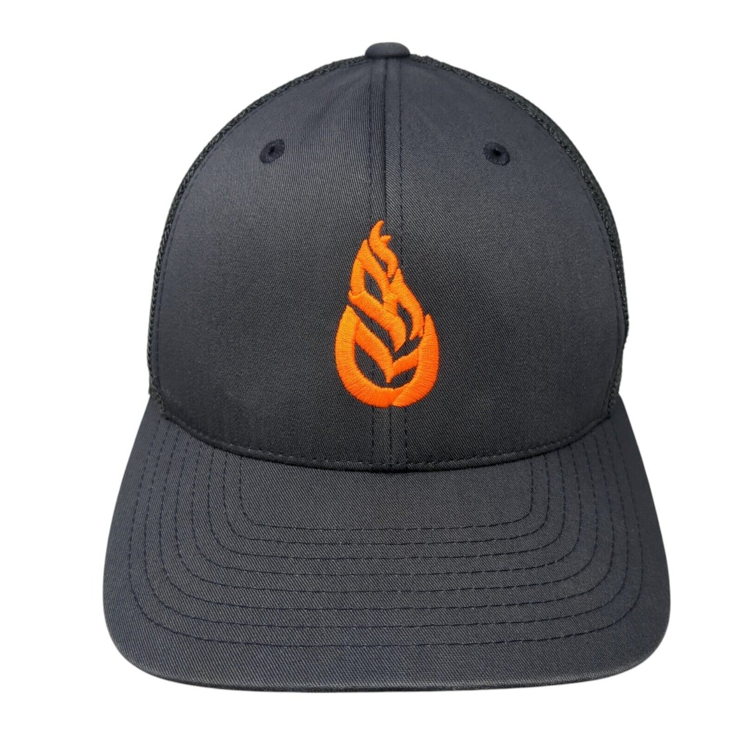 Port Authority Fitted Mesh Back Trucker Hat Gray L/XL Flexfit Logo