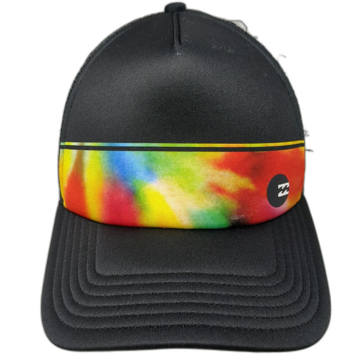 Billabong Trucker Hat Black One Size Tie-Dye Rainbow Stripe Mesh Snapback