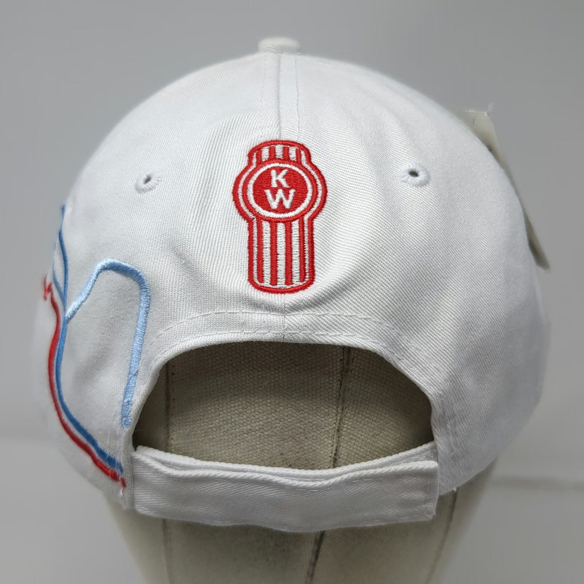 Kenworth Baseball Cap White One Size Red Blue Embroidered Logo Trucking Hat