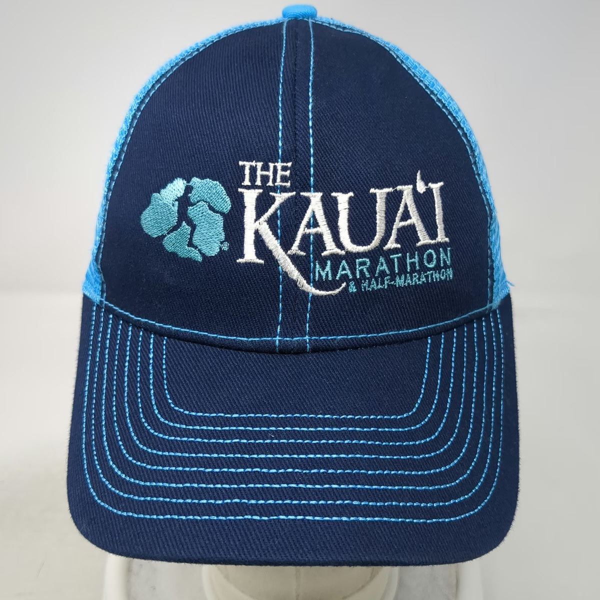Augusta Sportswear Baseball Cap Blue One Size Kauai Marathon Mesh Back Hat Race