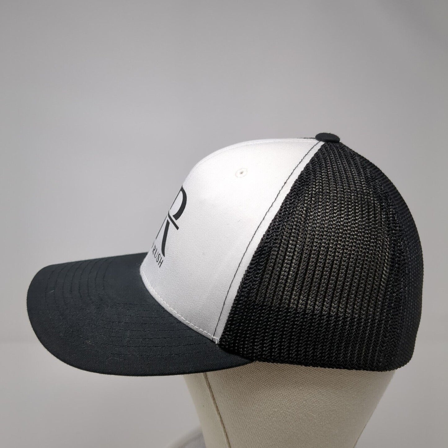 Steady Rush Fitted Trucker Hat Black One Size Mesh Flexfit 6 Panel Yupoong