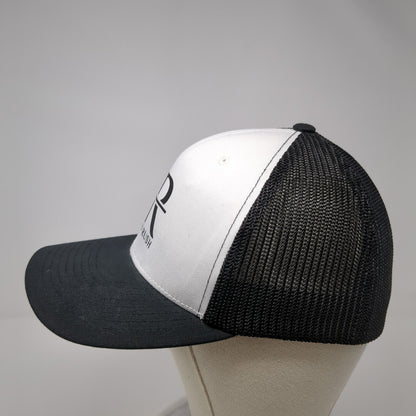 Steady Rush Fitted Trucker Hat Black One Size Mesh Flexfit 6 Panel Yupoong