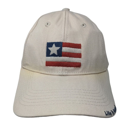 American Flag Snapback Hat Tan One Size Embroidered Life Is Good