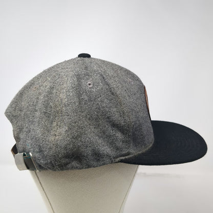 Mammoth Baseball Cap Gray One Size Leather Patch Wool Blend Flat Brim Hat Crown