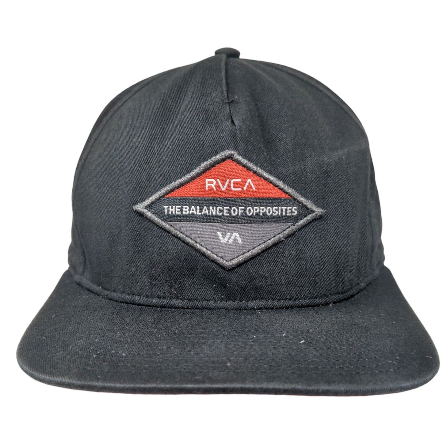 RVCA Men's Snapback Hat Black Embroidered Logo The Balance of Opposites Cotton