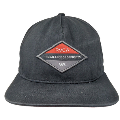 RVCA Men's Snapback Hat Black Embroidered Logo The Balance of Opposites Cotton