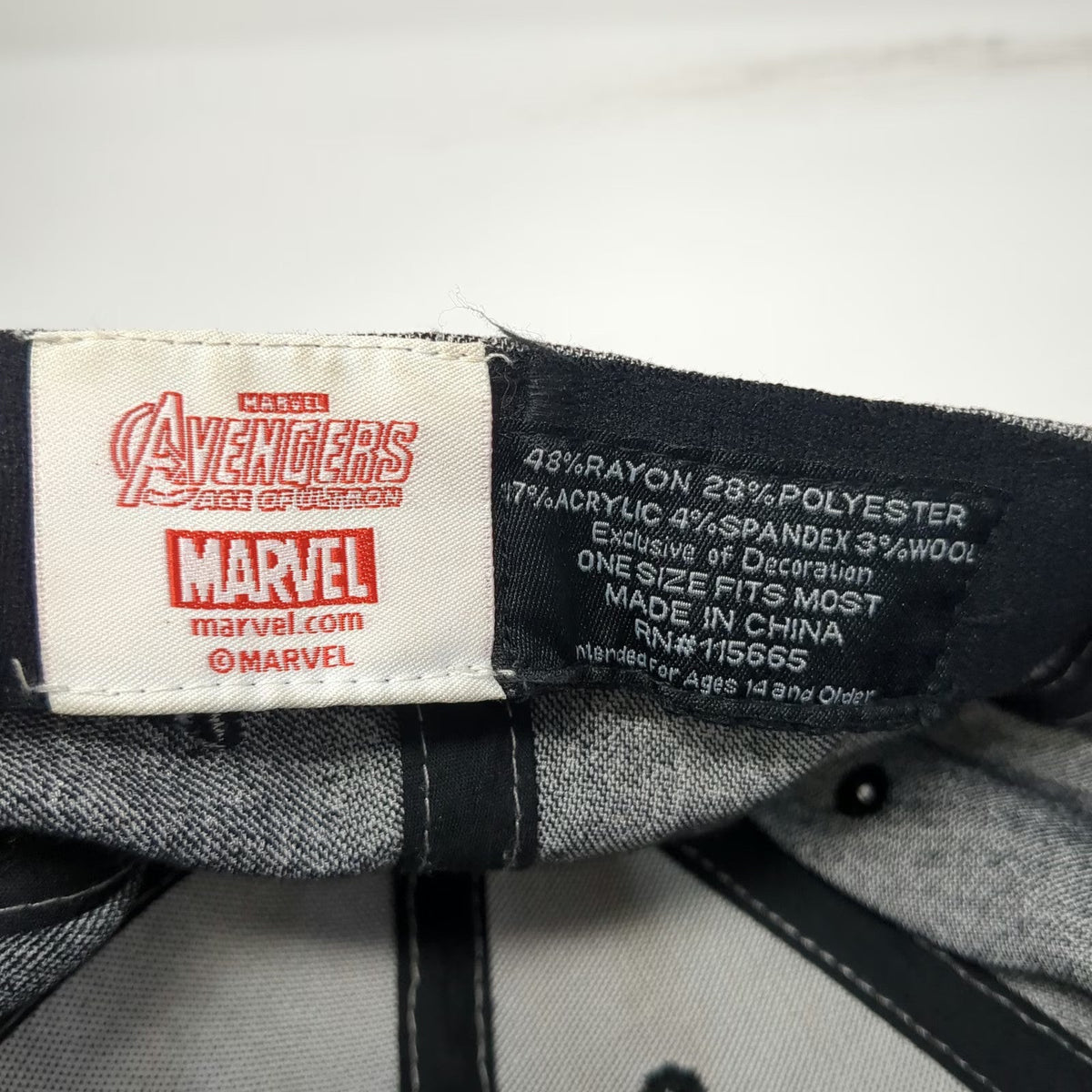Marvel Baseball Cap Gray Black One Size Avengers Logo Heathered Crown Hat