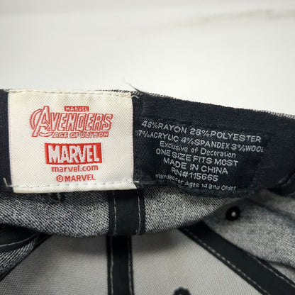Marvel Baseball Cap Gray Black One Size Avengers Logo Heathered Crown Hat