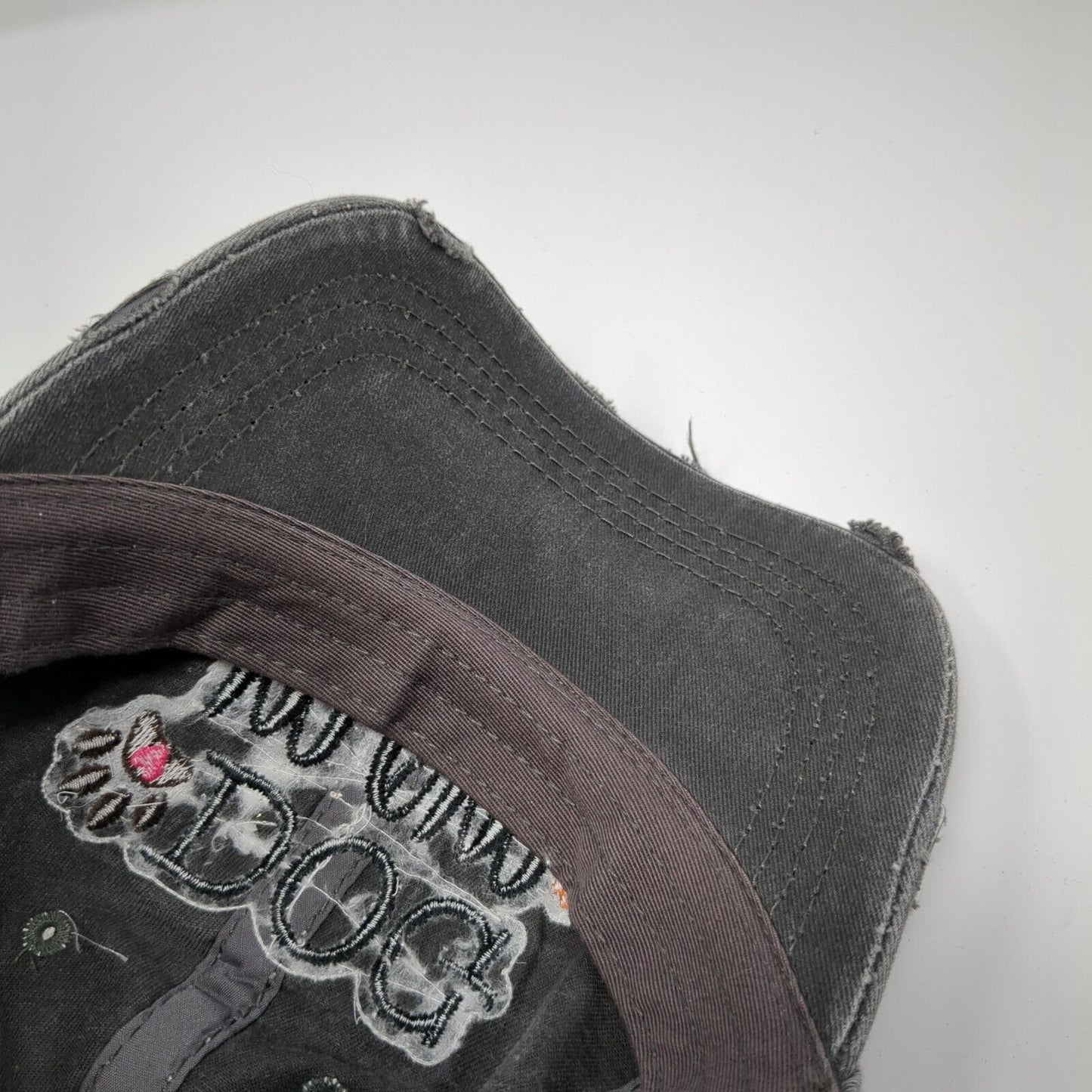 Dog Mom Strapback Hat Gray One Size Solid Distressed KB ETHOS Vintage