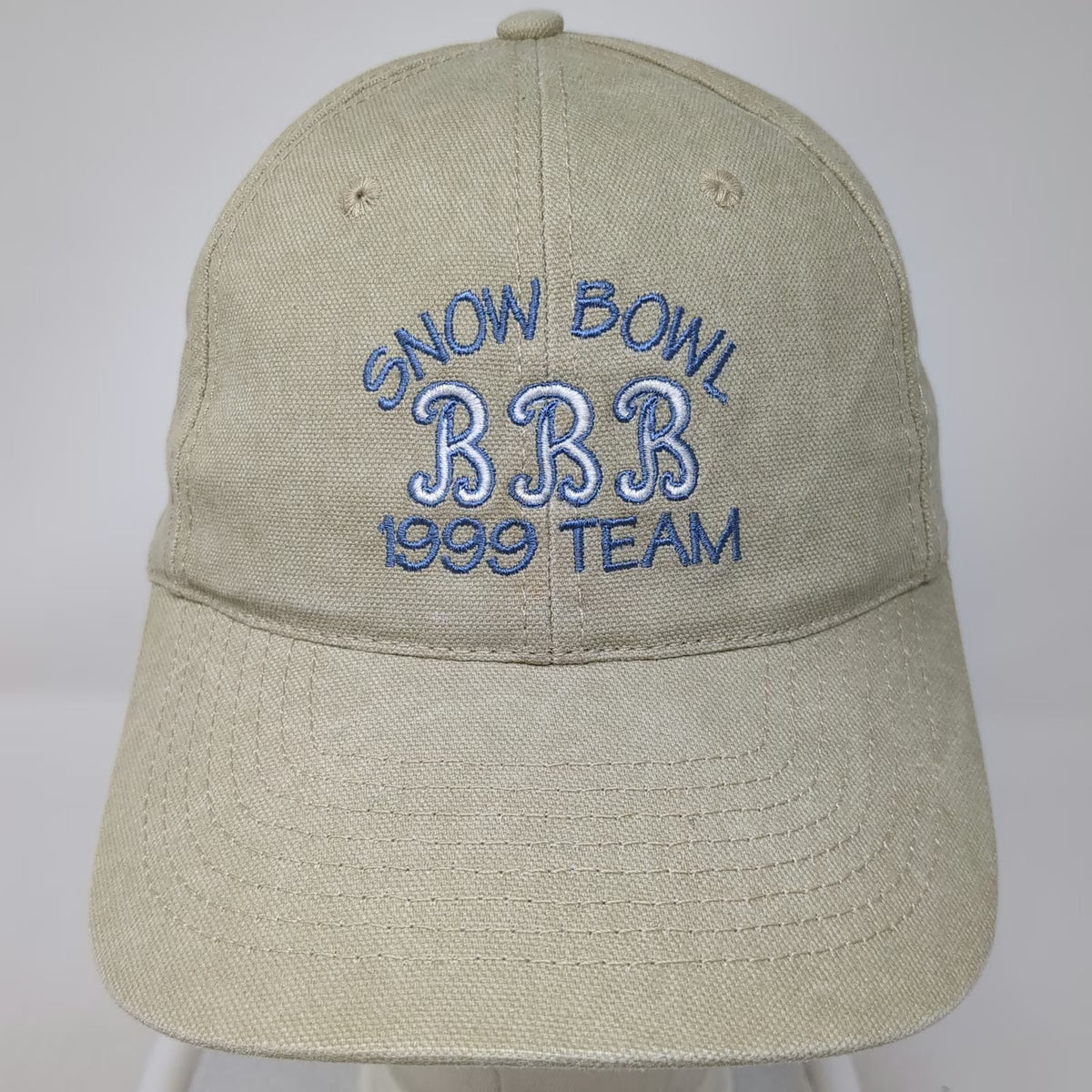 HeadShot Baseball Cap Beige Blue One Size Snow Bowl 1999 Team Slideback Logo Hat