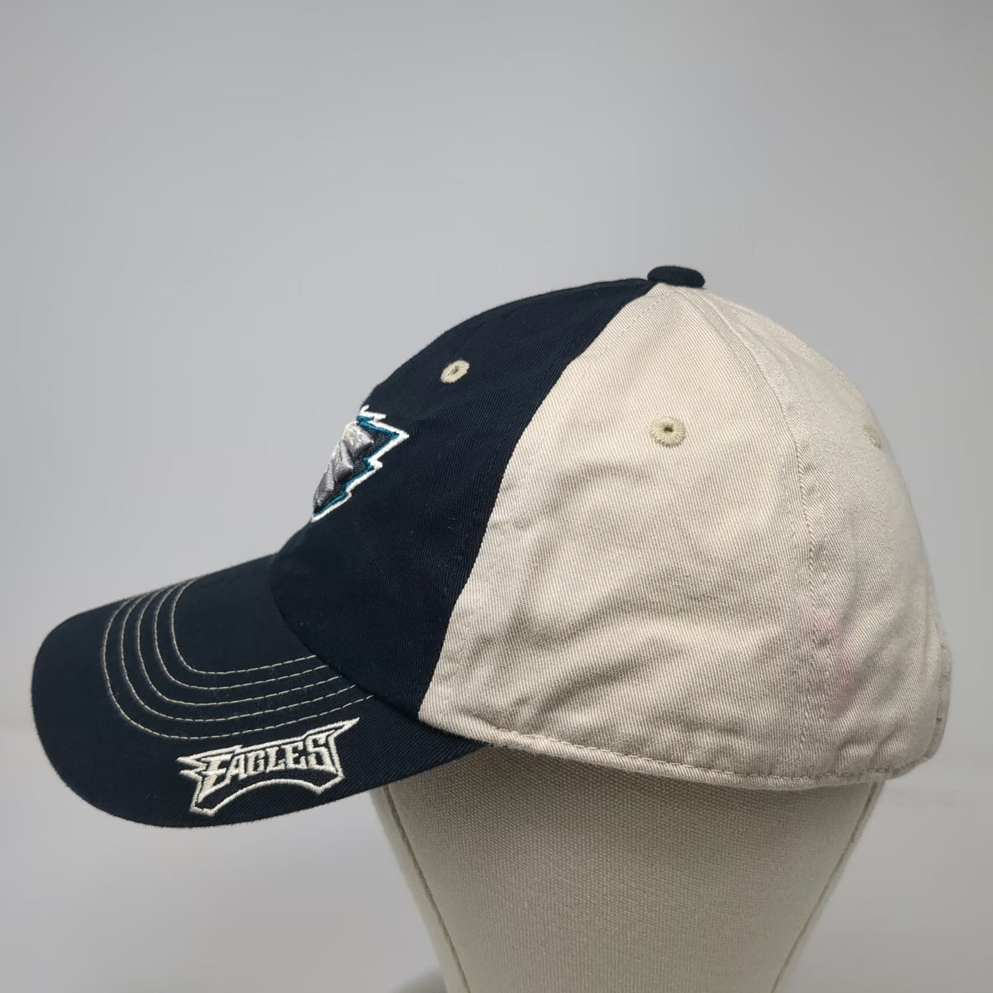 NFL Team Apparel Philadelphia Eagles Baseball Cap Hat Blue Beige One Size Logo