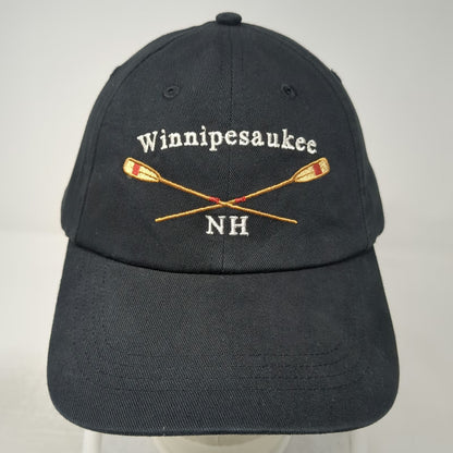 Baseball Cap Black One Size Winnipesaukee NH Crossed Oars Strapback Cotton Hat